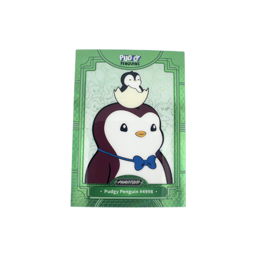 Pudgy Penguin #4998 Green Foil 12/20 - Kakawow Phantom Pudgy Penguins Collectible Cards Series 1
