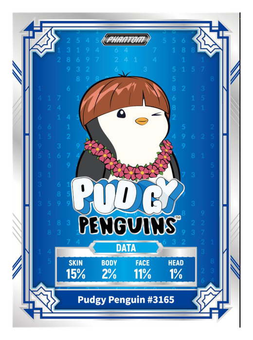 Pudgy Penguin #3165 Data - Kakawow Phantom Pudgy Penguins Collectible Cards Series 1