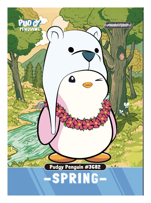 Pudgy Penguin #3682 Four Seasons Spring - Kakawow Phantom Pudgy Penguins Collectible Cards Series 1