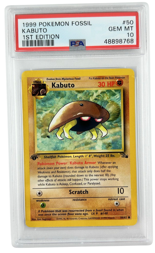 Pokemon - 1999 Kabuto 1St Edition #50 Fossil PSA 10 Fair Drop Entry
