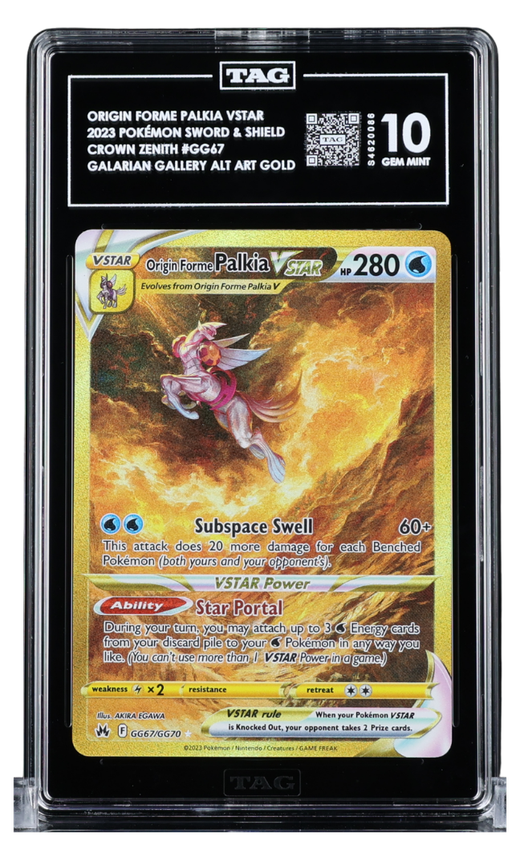Pokemon - 2023 ORIGIN FORME PALKIA VSTAR POKÉMON SWORD & SHIELD #GG67 CROWN ZENITH GALARIAN GALLERY FULL ART - SECRET RARE TAG 10