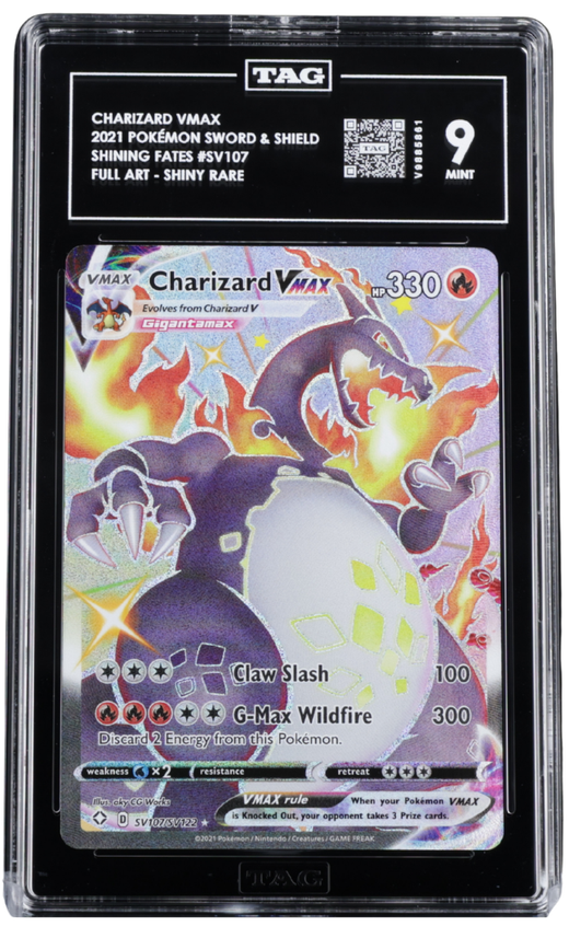 Pokemon - 2021 CHARIZARD VMAX POKÉMON SWORD & SHIELD #SV107 SHINING FATES SHINY VAULT FULL ART - SHINY RARE TAG 9