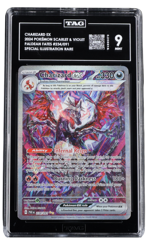 Pokemon - 2024 CHARIZARD EX POKÉMON SCARLET & VIOLET #234/091 PALDEAN FATES SPECIAL ILLUSTRATION RARE TAG 9