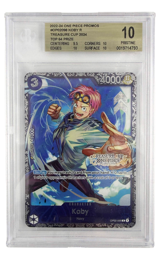 One Piece - 2022-24 Koby Treasure Cup 2024 Top 64 Prize #OP02-098 Promos BGS 10 Pristine Fair Drop Entry